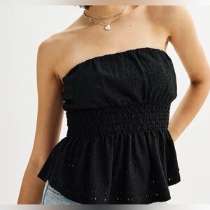 Juniors' Eyeshadow Smocked Eyelet Tube Top with Removable Straps, Size Medium